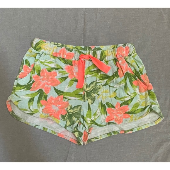 Zara Other - Zara Girls Tropical Floral Print Shorts Size 11/12 Coral Pink Drawstring Elastic